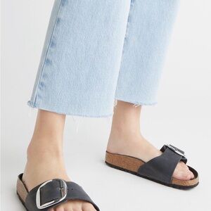 Black Slide Sandals with Buckle